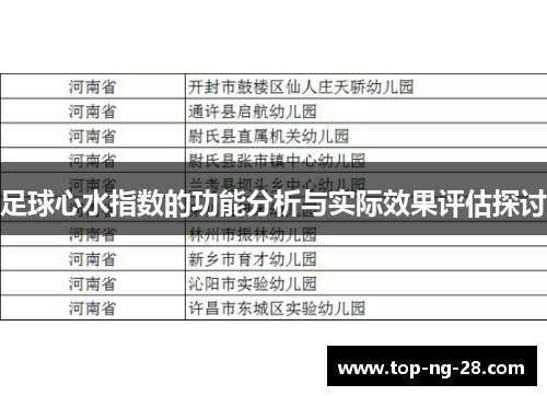 足球心水指数的功能分析与实际效果评估探讨